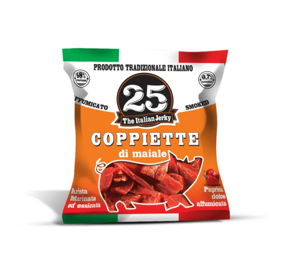 Coppiette di maiale paprika gr 25 pz x ct 14 THE ITALIAN JERKY